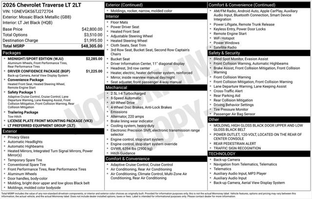 2026 Chevrolet Traverse AWD LT