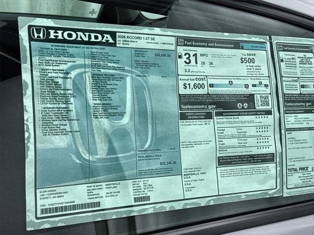 2026 Honda Accord Sedan SE