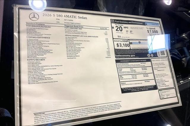 2026 Mercedes-Benz S 580 4MATIC
