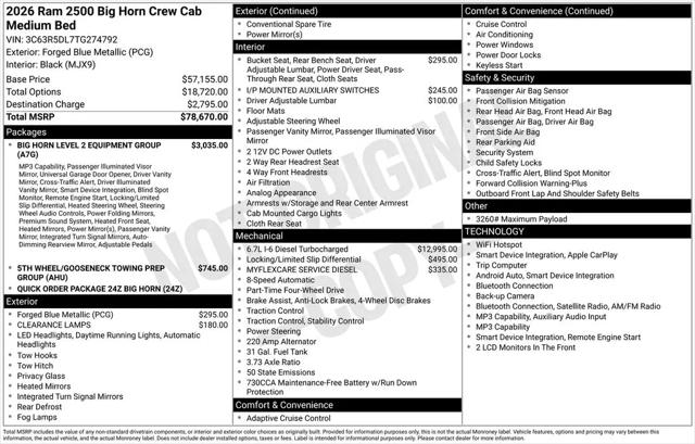 2026 Ram 2500 Big Horn Crew Cab 4x4 64 Box