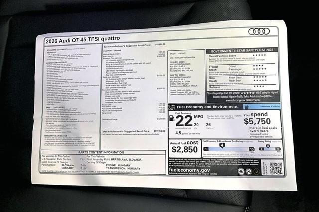 2026 Audi Q7 45 Premium Plus