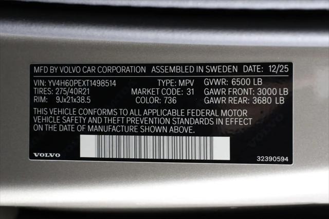 2026 Volvo XC90 Plug-In Hybrid Plus, T8 AWD, Electric/Gasoline, Bright, 7 Seats