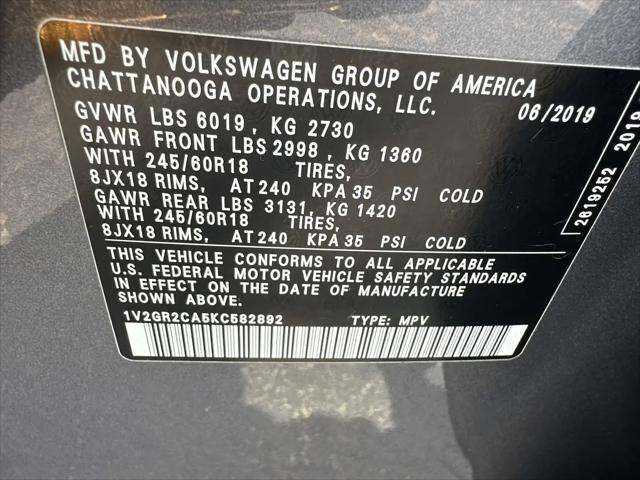 2019 Volkswagen Atlas 3.6L V6 S