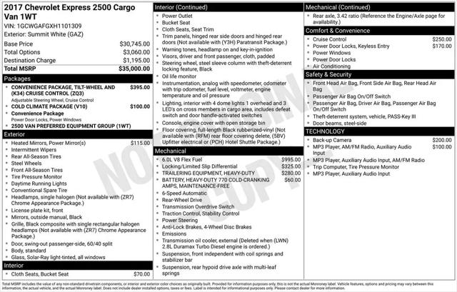2017 Chevrolet Express Work Van