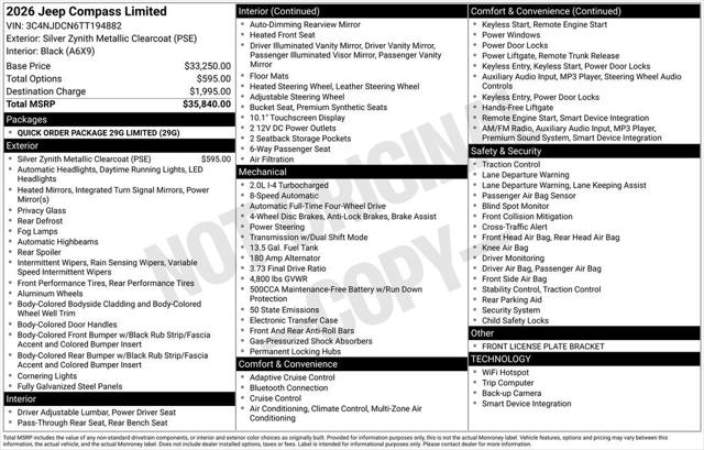 2026 Jeep Compass COMPASS LIMITED 4X4 2026 Jeep Compass COMPASS LIMITED 4X4