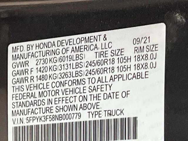 2022 Honda Ridgeline RTL