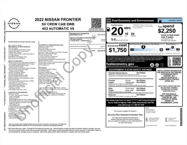 2022 Nissan Frontier Crew Cab SV 4x2