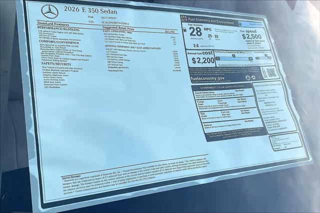 2026 Mercedes-Benz E 350 E 350