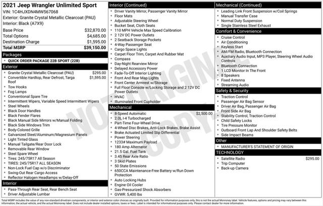 2021 Jeep Wrangler Sport 4x4