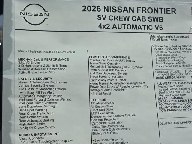 2026 Nissan Frontier Crew Cab SV 4x2