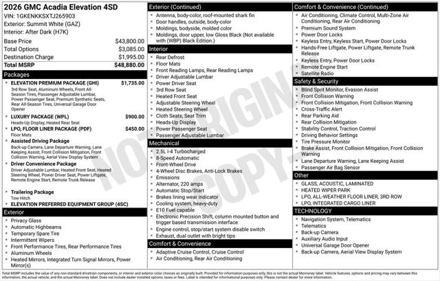 2026 GMC Acadia Elevation FWD