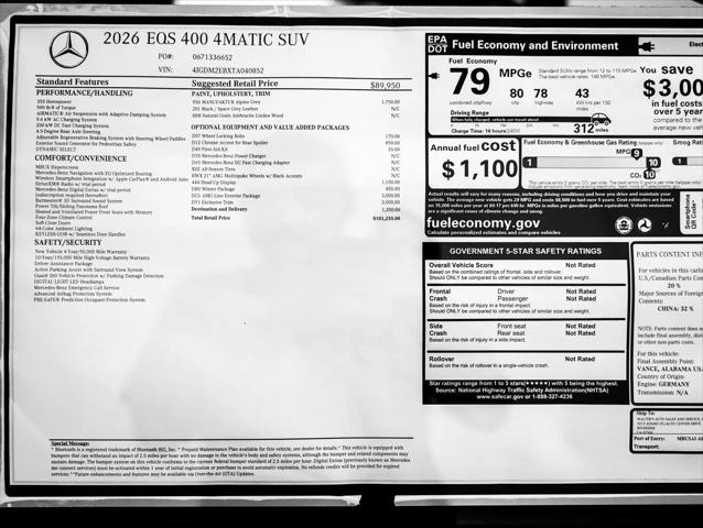 2026 Mercedes-Benz EQS 400 EQS 400