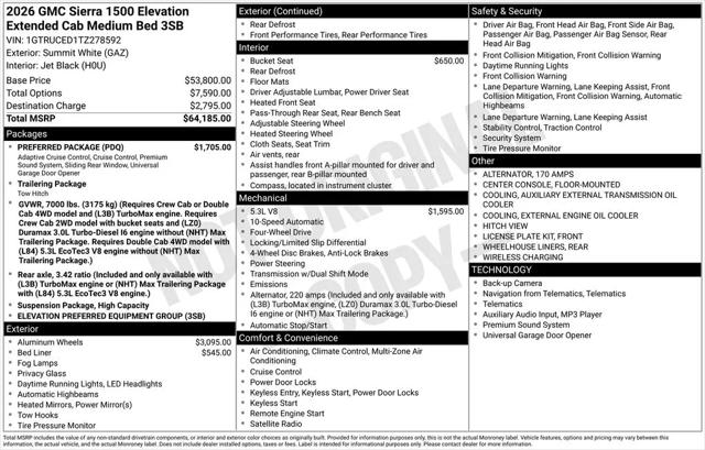 2026 GMC Sierra 1500 Double Cab, Standard Bed, Elevation, 4WD
