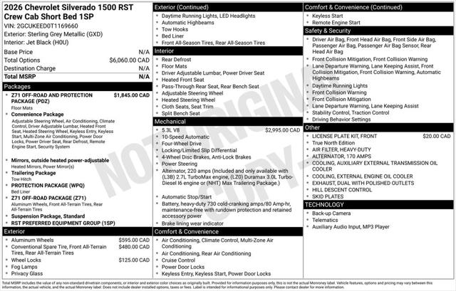 2026 Chevrolet Silverado 1500 4WD Crew Cab Short Bed RST