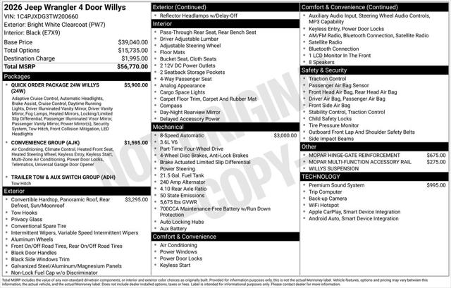 2026 Jeep Wrangler 4-Door Willys 4x4