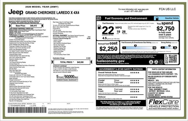 2026 Jeep Grand Cherokee GRAND CHEROKEE LAREDO X 4X4