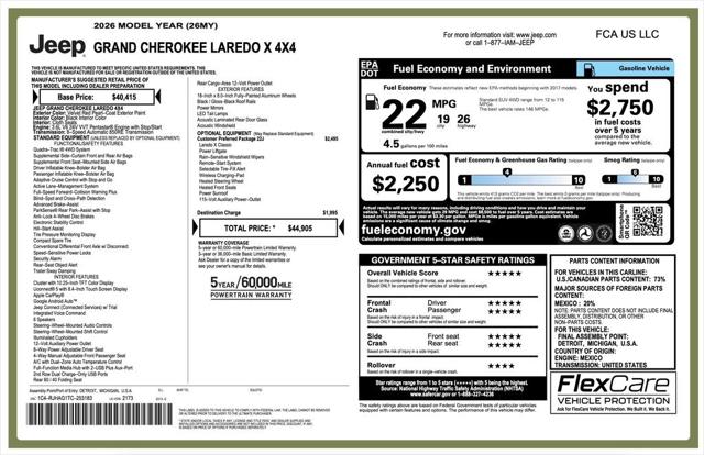 2026 Jeep Grand Cherokee GRAND CHEROKEE LAREDO X 4X4