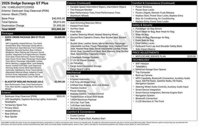 2026 Dodge Durango DURANGO GT PLUS AWD