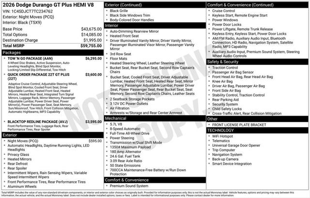 2026 Dodge Durango DURANGO GT PLUS AWD HEMI V8