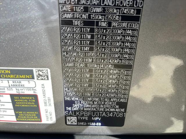 2026 Land Rover Range Rover P400 SE 7 Seat