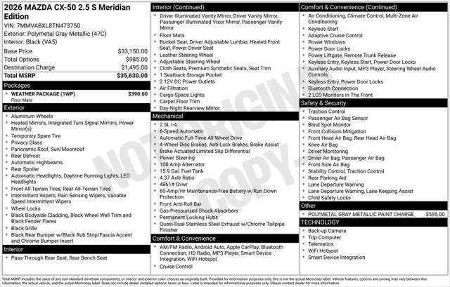 2026 Mazda CX-50 2.5 S Meridian Edition