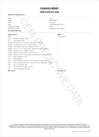 2026 Subaru Crosstrek Limited