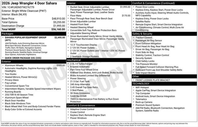 2026 Jeep Wrangler 4-Door Sahara 4x4