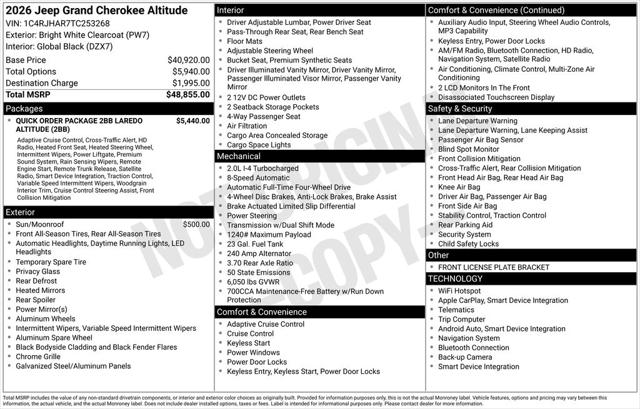 2026 Jeep Grand Cherokee Altitude 4x4