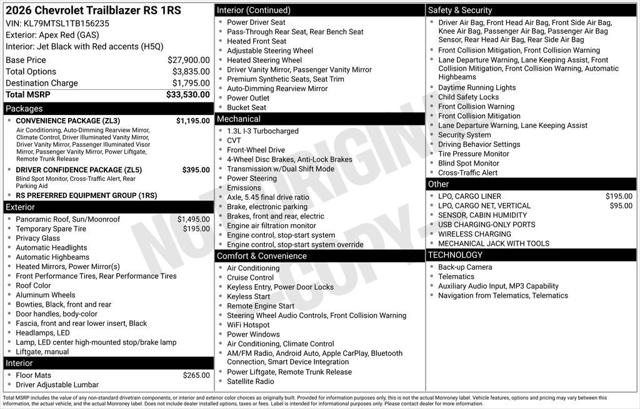 2026 Chevrolet TrailBlazer FWD RS
