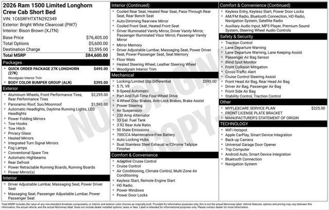 2026 Ram 1500 Limited Longhorn Crew Cab 4x4 5'7" Box
