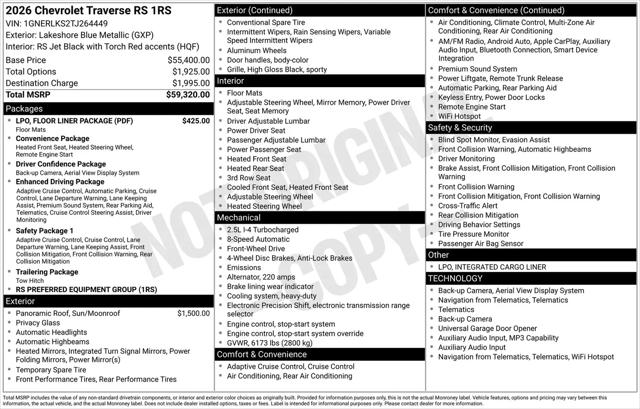 2026 Chevrolet Traverse FWD RS