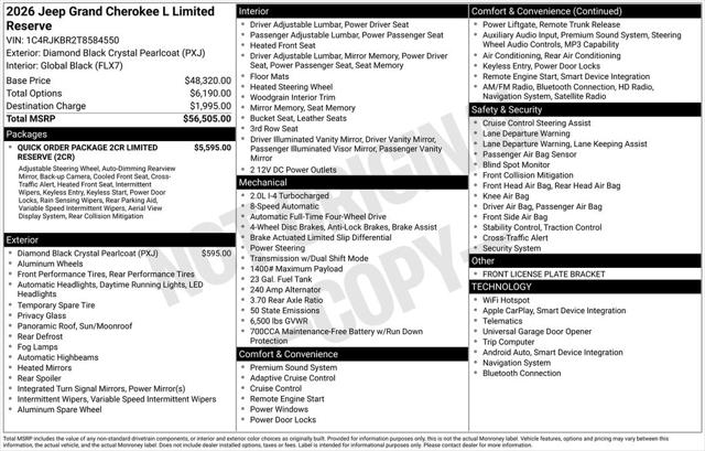 2026 Jeep Grand Cherokee L Limited 4x4