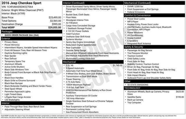 2016 Jeep Cherokee Sport 2016 Jeep Cherokee Sport