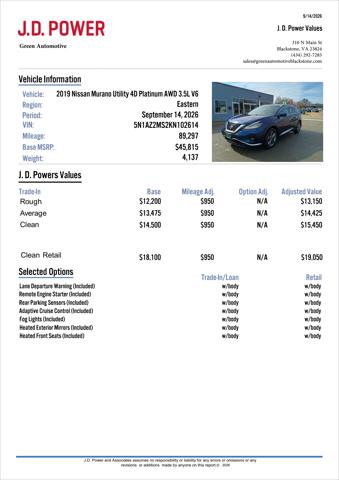 2019 Nissan Murano Platinum