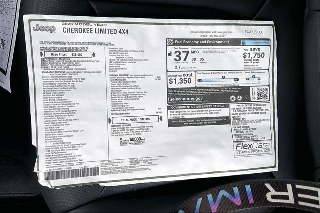 New 2026 Jeep Cherokee Limited 4x4 For Sale in Millington, TN