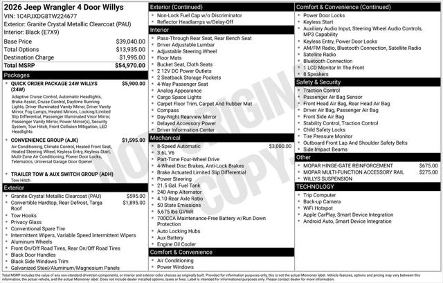 2026 Jeep Wrangler 4-Door Willys 4x4