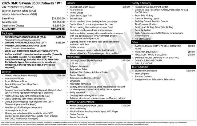 2026 GMC Savana Cutaway Work Van