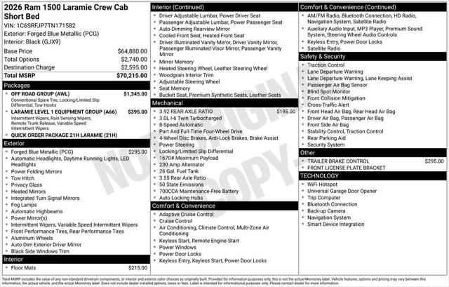 2026 RAM Ram 1500 RAM 1500 LARAMIE CREW CAB 4X4 57 BOX