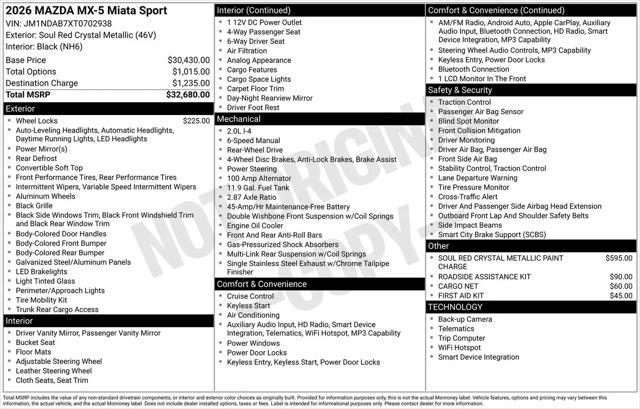 2026 Mazda MX-5 Sport