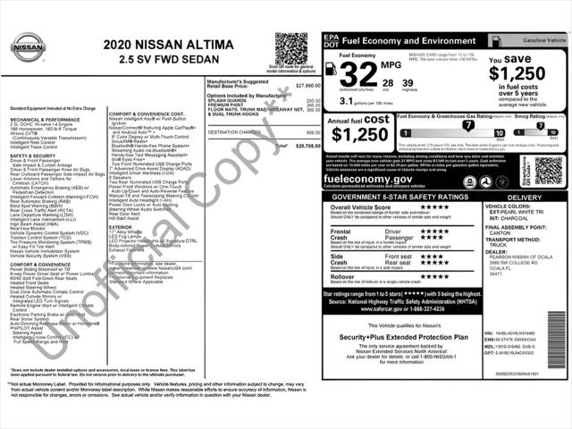 2020 Nissan Altima SV FWD