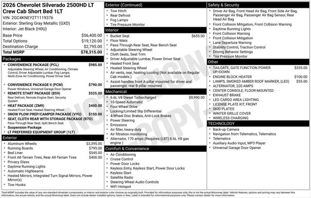 2026 Chevrolet Silverado 2500HD Crew Cab, Standard Bed, LT, 4WD