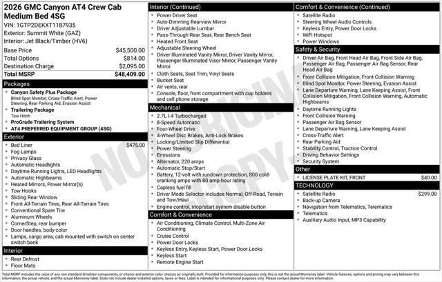 2026 GMC Canyon AT4, 4WD