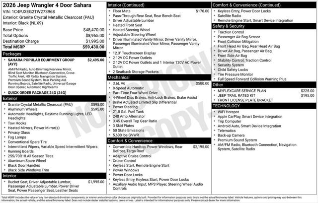 2026 Jeep Wrangler WRANGLER 4-DOOR SAHARA