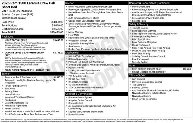 2026 RAM Ram 1500 RAM 1500 LARAMIE CREW CAB 4X4 57 BOX
