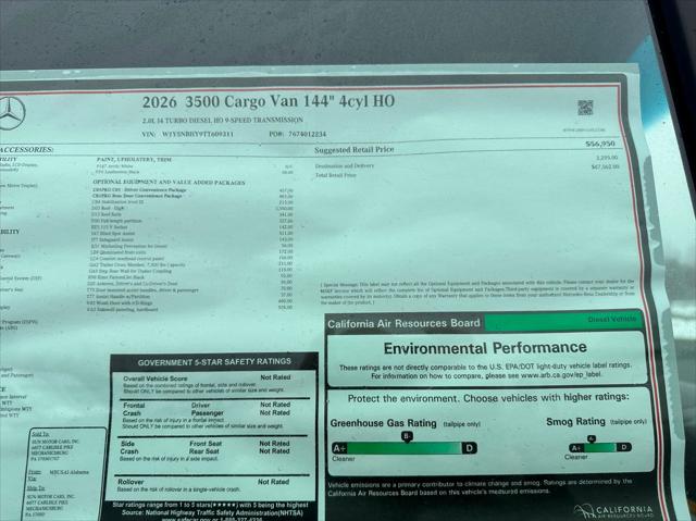 2026 Mercedes-Benz Sprinter 3500 Standard Roof 4-Cyl Diesel HO