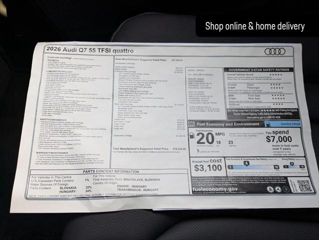 2026 Audi Q7 Premium Plus TFSI quattro tiptronic
