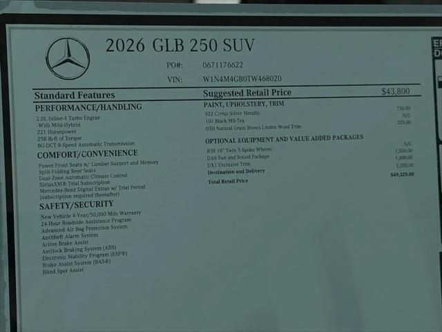 2026 Mercedes-Benz GLB GLB 250