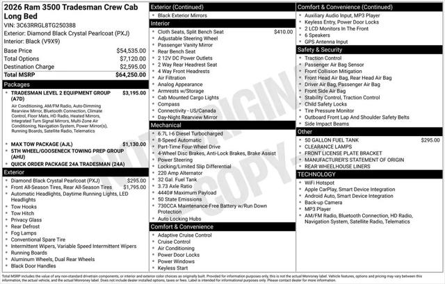 2026 Ram 3500 Tradesman Crew Cab 4x4 8' Box