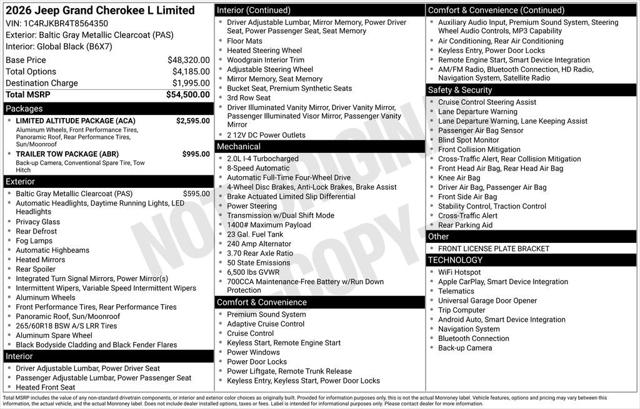 2026 Jeep Grand Cherokee GRAND CHEROKEE L LIMITED 4X4