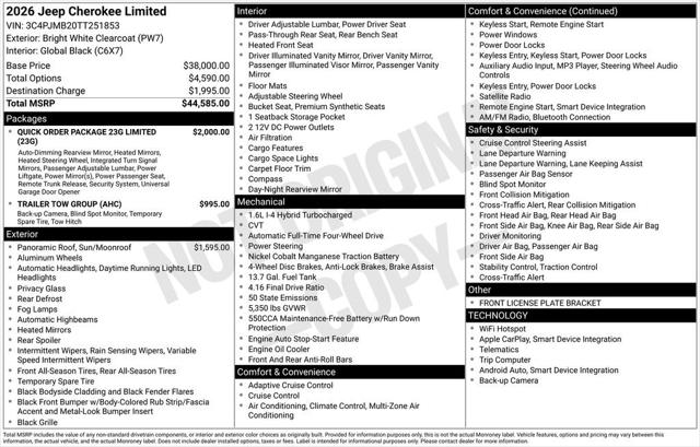 2026 Jeep Cherokee CHEROKEE LIMITED 4X4